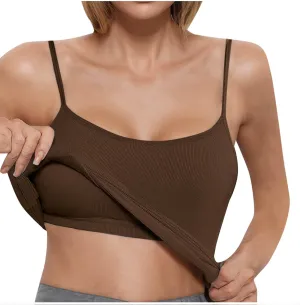 Women's Yoga Tank Tops Casual Spaghetti Strap Smooth Tanks Solid Color Lounge Smooth Soft Athletic Undershirts