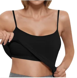 Women's Yoga Tank Tops Casual Spaghetti Strap Smooth Tanks Solid Color Lounge Smooth Soft Athletic Undershirts