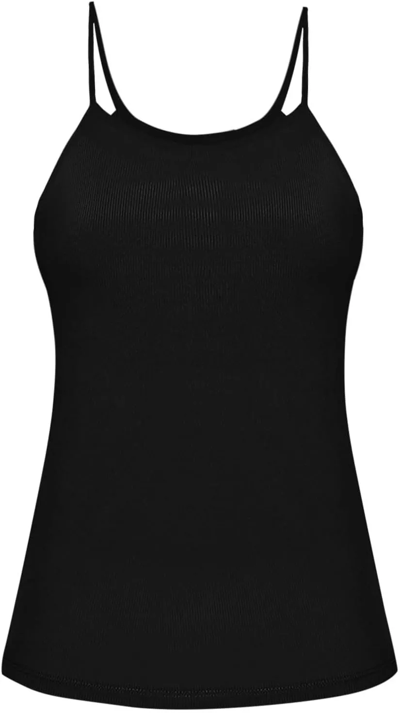 Women's Yoga Tank Tops Casual Spaghetti Strap Smooth Tanks Solid Color Lounge Smooth Soft Athletic Undershirts