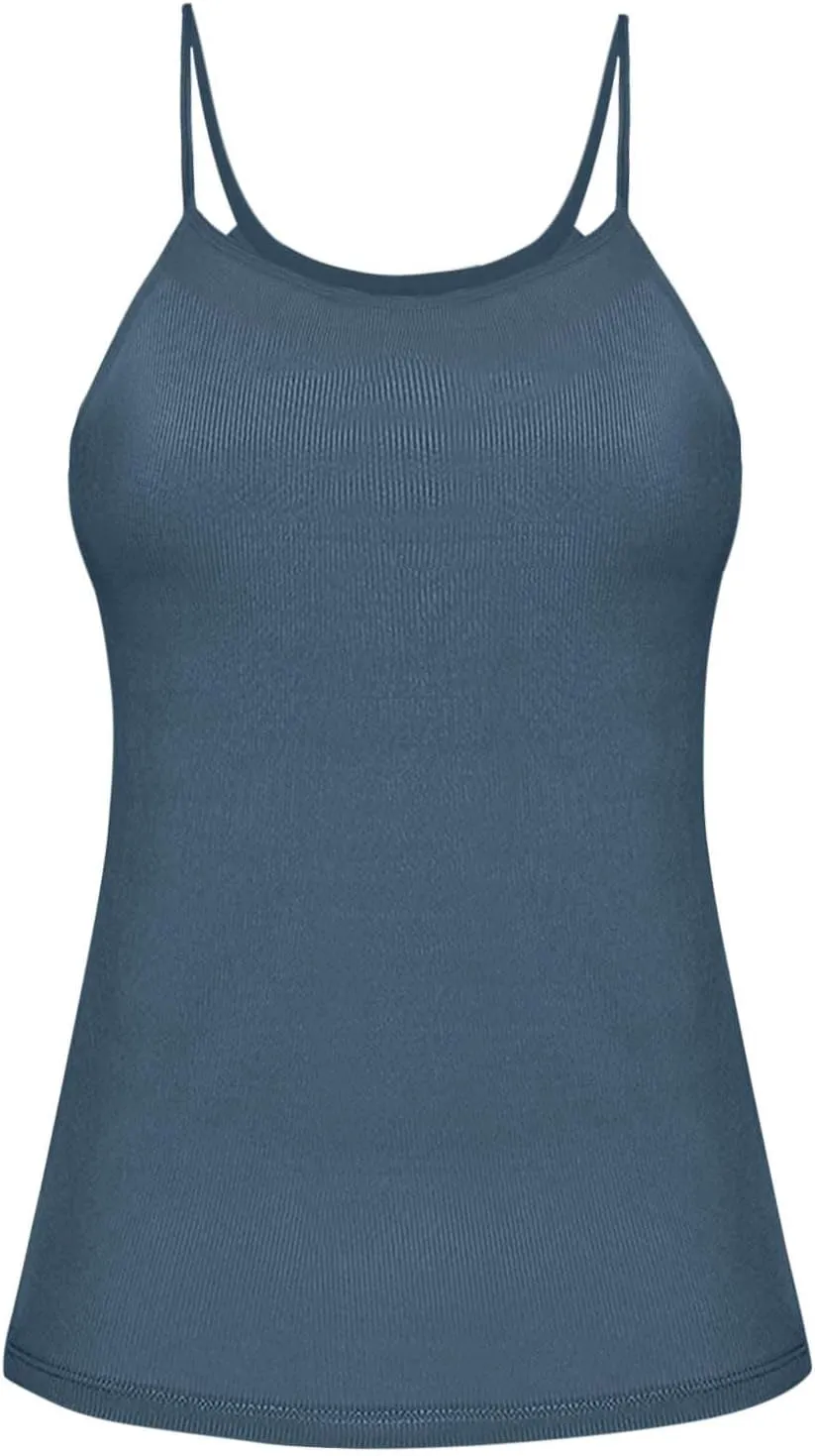 Women's Yoga Tank Tops Casual Spaghetti Strap Smooth Tanks Solid Color Lounge Smooth Soft Athletic Undershirts