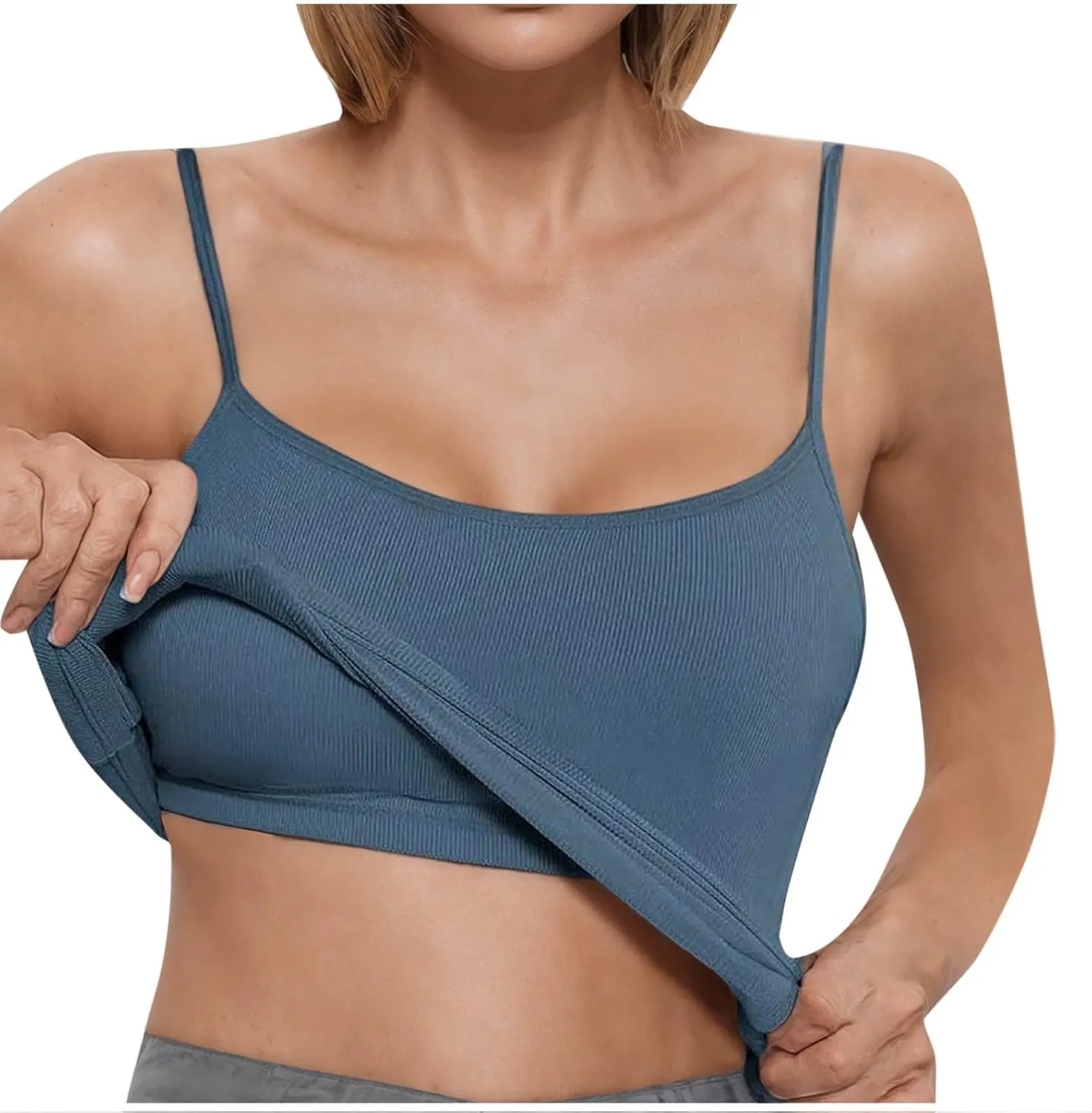 Women's Yoga Tank Tops Casual Spaghetti Strap Smooth Tanks Solid Color Lounge Smooth Soft Athletic Undershirts