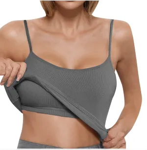 Women's Yoga Tank Tops Casual Spaghetti Strap Smooth Tanks Solid Color Lounge Smooth Soft Athletic Undershirts