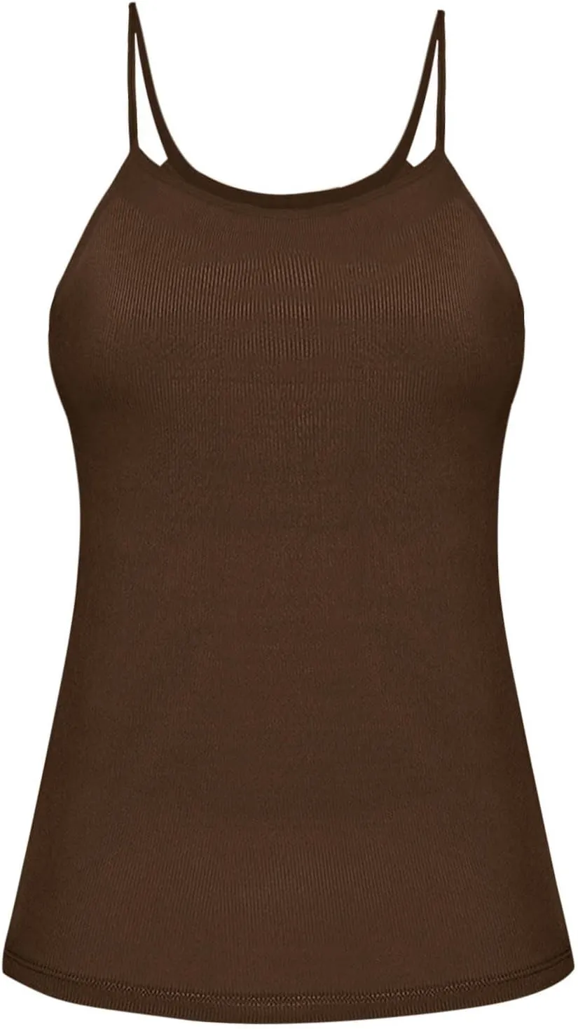 Women's Yoga Tank Tops Casual Spaghetti Strap Smooth Tanks Solid Color Lounge Smooth Soft Athletic Undershirts