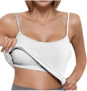 Women's Yoga Tank Tops Casual Spaghetti Strap Smooth Tanks Solid Color Lounge Smooth Soft Athletic Undershirts