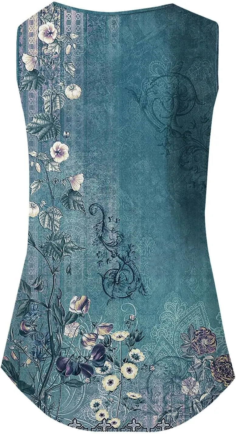 Workout Tops for Women Neck Short Sleeved 2D Printed Casual Loose and Versatile Vest Basic Racerback Slim Tops 2025