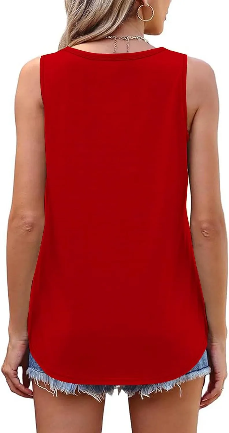 Workout Tops for Women Neck Short Sleeved 2D Printed Casual Loose and Versatile Vest Basic Racerback Slim Tops 2025