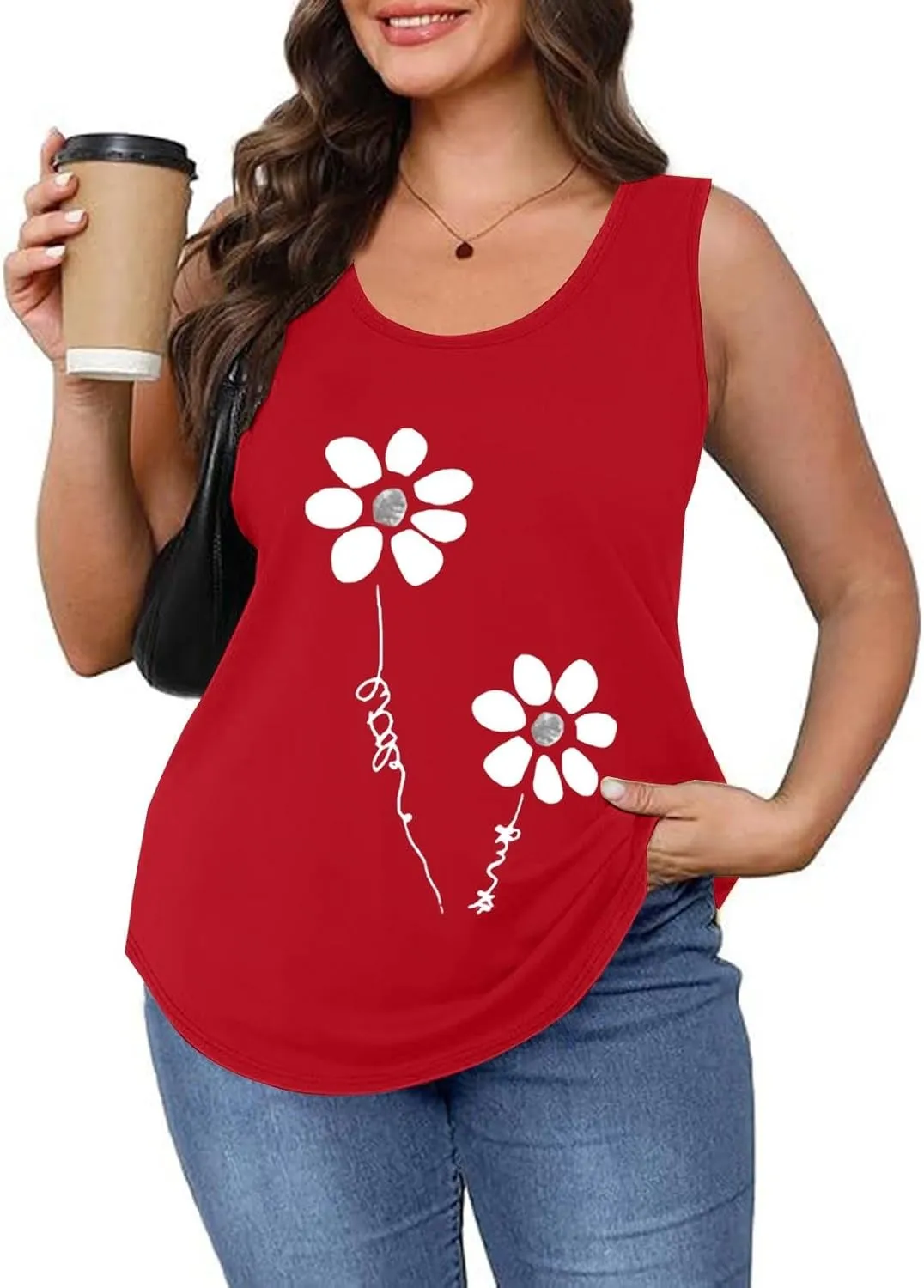 Workout Tops for Women Neck Short Sleeved 2D Printed Casual Loose and Versatile Vest Basic Racerback Slim Tops 2025