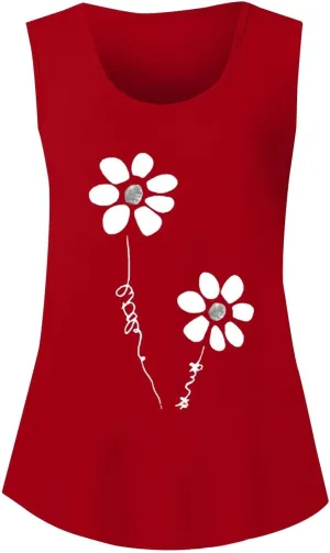 Workout Tops for Women Neck Short Sleeved 2D Printed Casual Loose and Versatile Vest Basic Racerback Slim Tops 2025